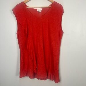 Sundance 100% linen red orange asymmetrical ruffle top size XL
